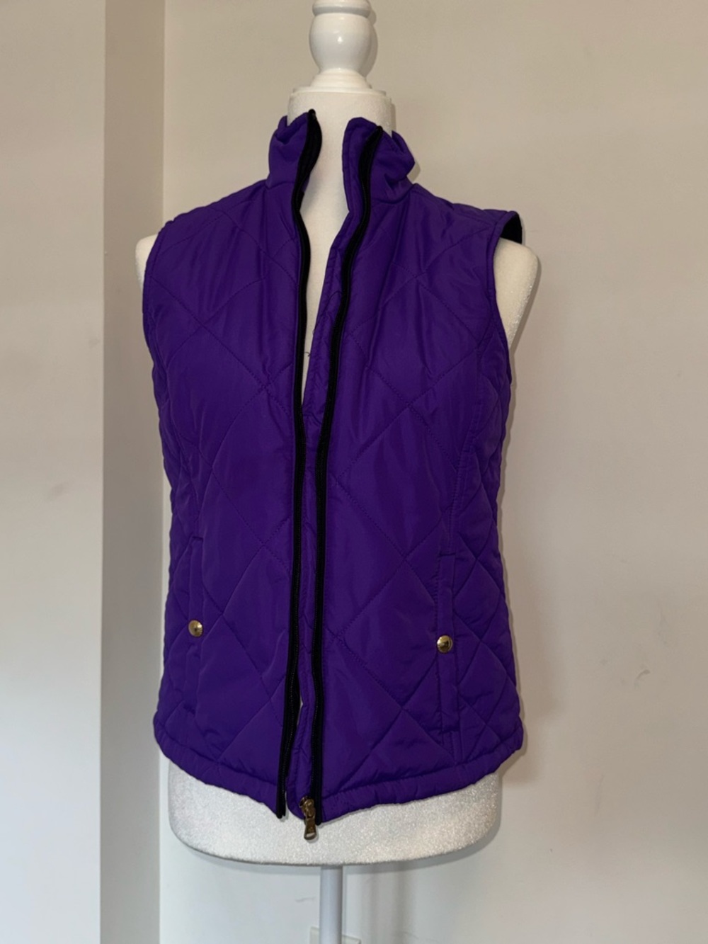 Lauren Ralph Lauren Quilted Purple Women's Vest with Gold Snaps